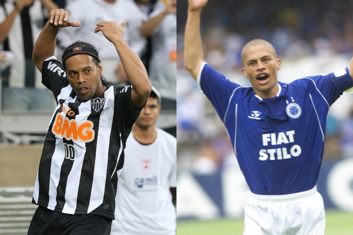 Ronaldinho Gaúcho, ídolo do Atlético, e Alex, ídolo do Cruzeiro (foto: Rodrigo Clemente/EM/D.A Press - 24/07/2014 / Jorge Gontijo/EM/D.A Press - 23/09/2008)