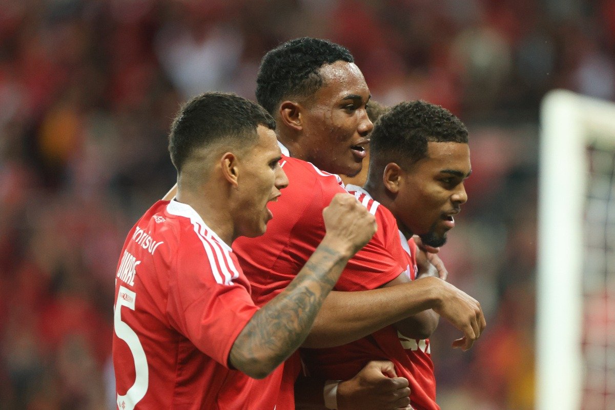 Jogadores do Internacional comemoram gol pela Copa do Brasil (foto: Ricardo Duarte / Internacional)