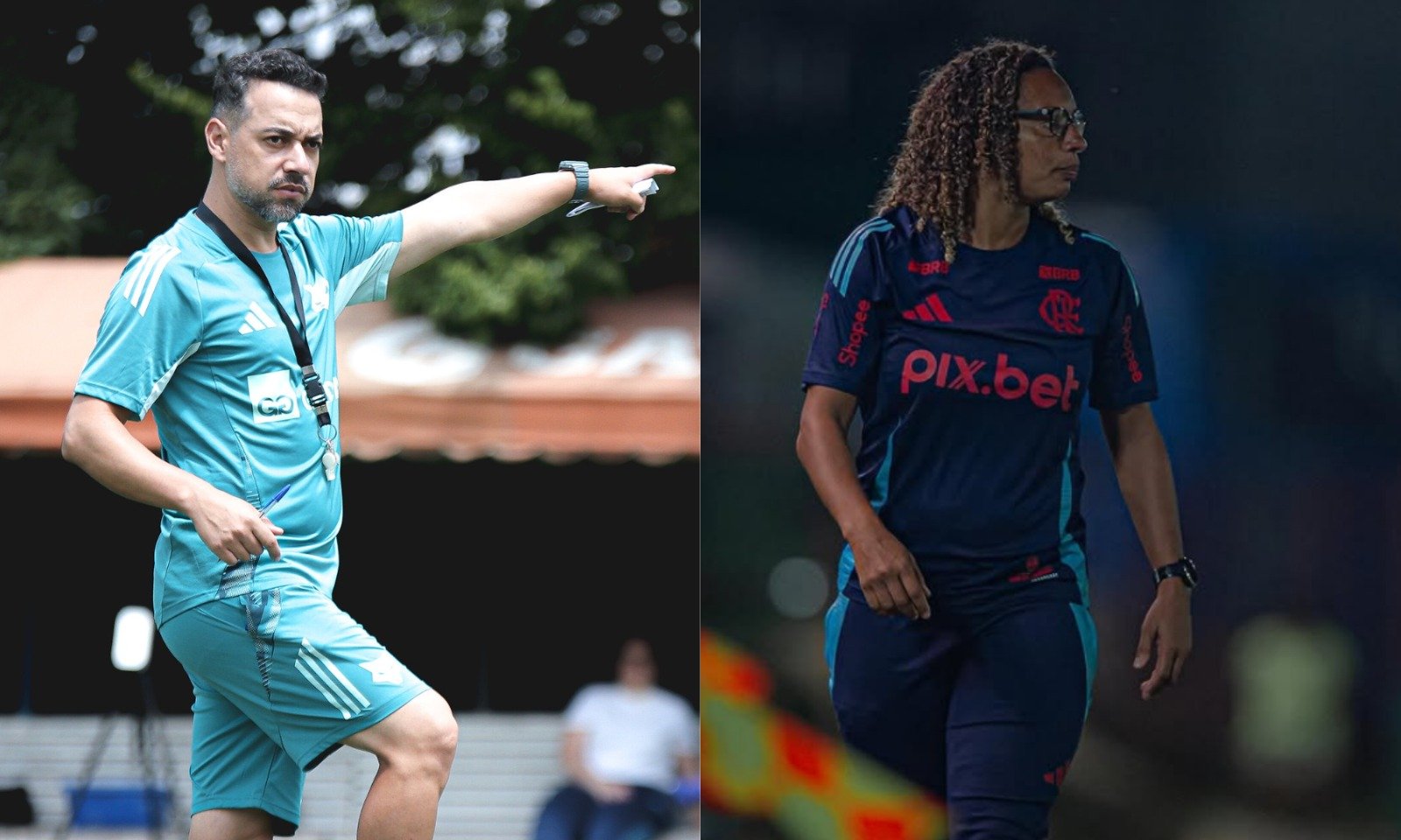 Jonas Urias e Rosana (foto: Gustavo Martins/ Cruzeiro e Divulgação / Flamengo)