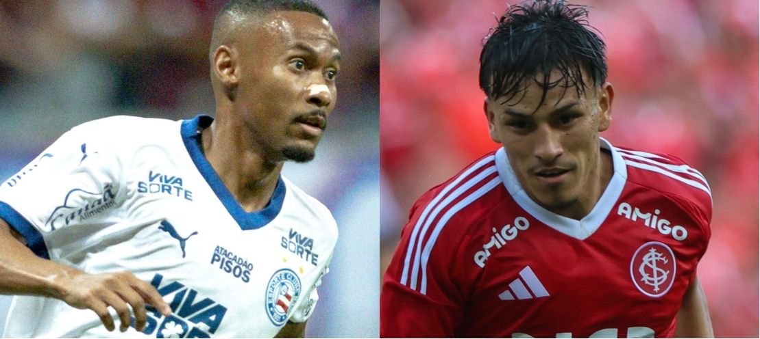 Ademir, do Bahia, e Bernabei, do Internacional (foto: Rafael Rodrigues/EC Bahia e Ricardo Duarte/SC Internacional)