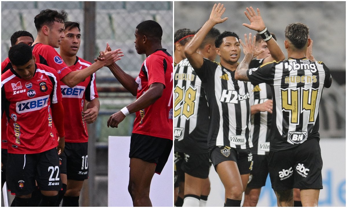 Caracas e Atlético medem forças pela terceira rodada da Sul-Americana (foto: Federico PARRA / AFP e Alexandre Guzanshe/EM/D.A. Press)