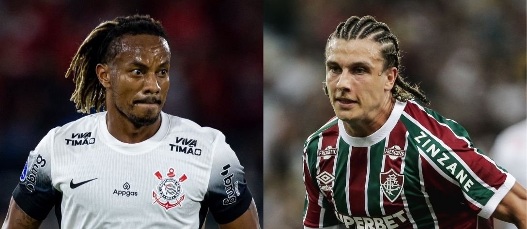 Carrillo, do Corinthians, e Canobbio, do Fluminense (foto: Rodrigo Coca / Corinthians e LUCAS MERÇON / FLUMINENSE F.C)