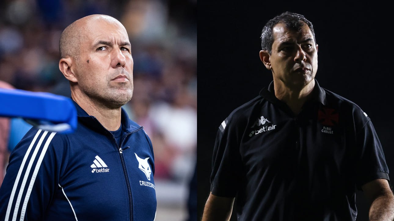 Leonardo Jardim, técnico do Cruzeiro; e Fábio Carille, técnico do Vasco (foto: Gustavo Aleixo/Cruzeiro; e Matheus Lima/Vasco)