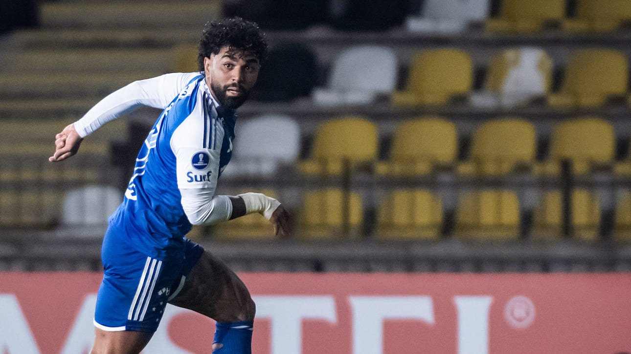Gabigol, atacante do Crzueiro, durante partida contra Palestino, pela Sul-Americana (foto: Gustavo Aleixo/Cruzeiro)