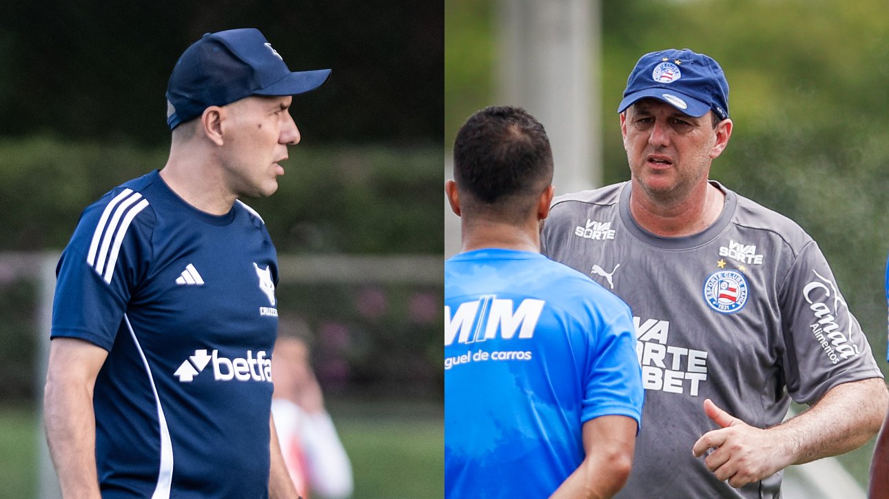 Leonardo Jardim, técnico do Cruzeiro; Rogério Ceni, técnico do Bahia (foto: Gustavo Aleixo/Cruzeiro; Rafael Rodrigues)
