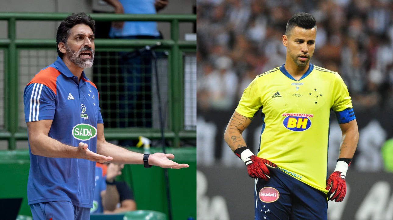 Filipe Ferraz, técnico de vôlei do Cruzeiro, e Fábio, goleiro do Fluminense (foto: Agência i7/Sada Cruzeiro; Gladyston Rodrigues/EM/D.A Press)
