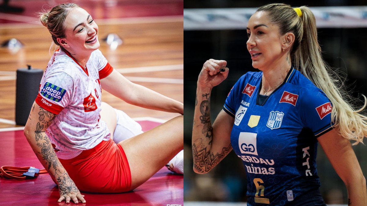 Gabi Gagliassi, estrela do Tiktok, joga no Tijuca; Thaísa, ídola do Minas, foi revelada pelo time de vôlei carioca (foto: Thiago Mendes/Tijuca e Hedgard Moraes/MTC)