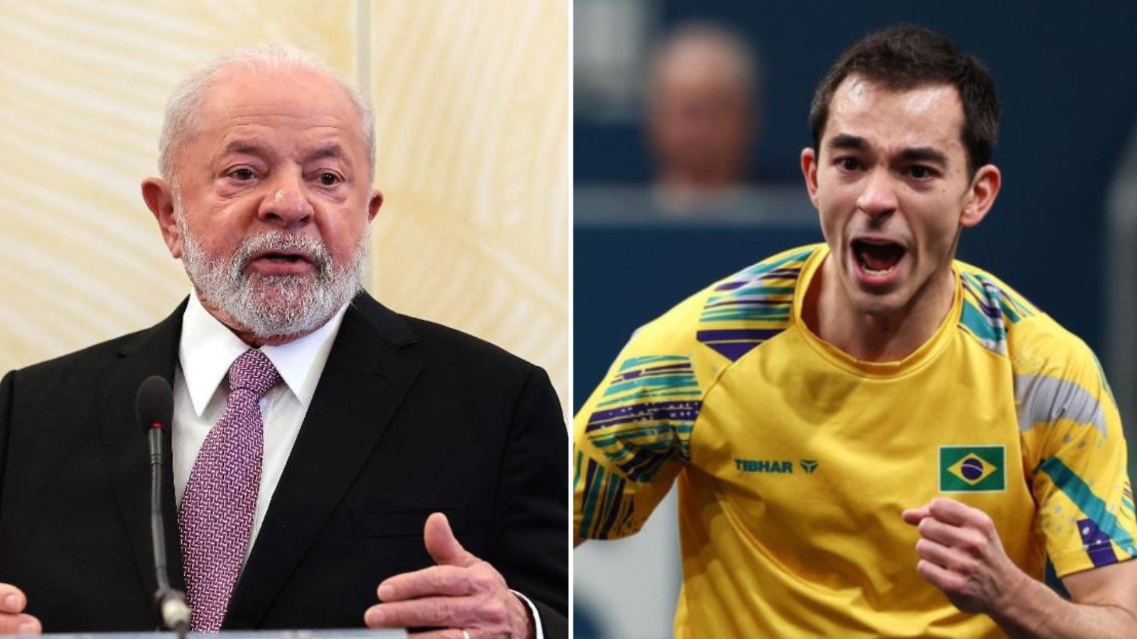 Fotos de Lula e Hugo Calderano (foto: Francois Walschaerts/AFP e Luiza Moraes/COB)