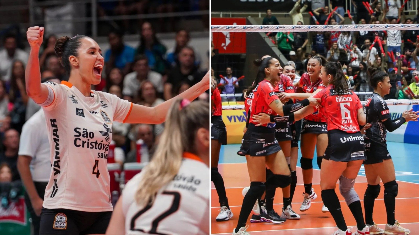 Jogadoras de Osasco e Bauru (foto: Carolina Olveira/Osasco e CBV/Divulgação)