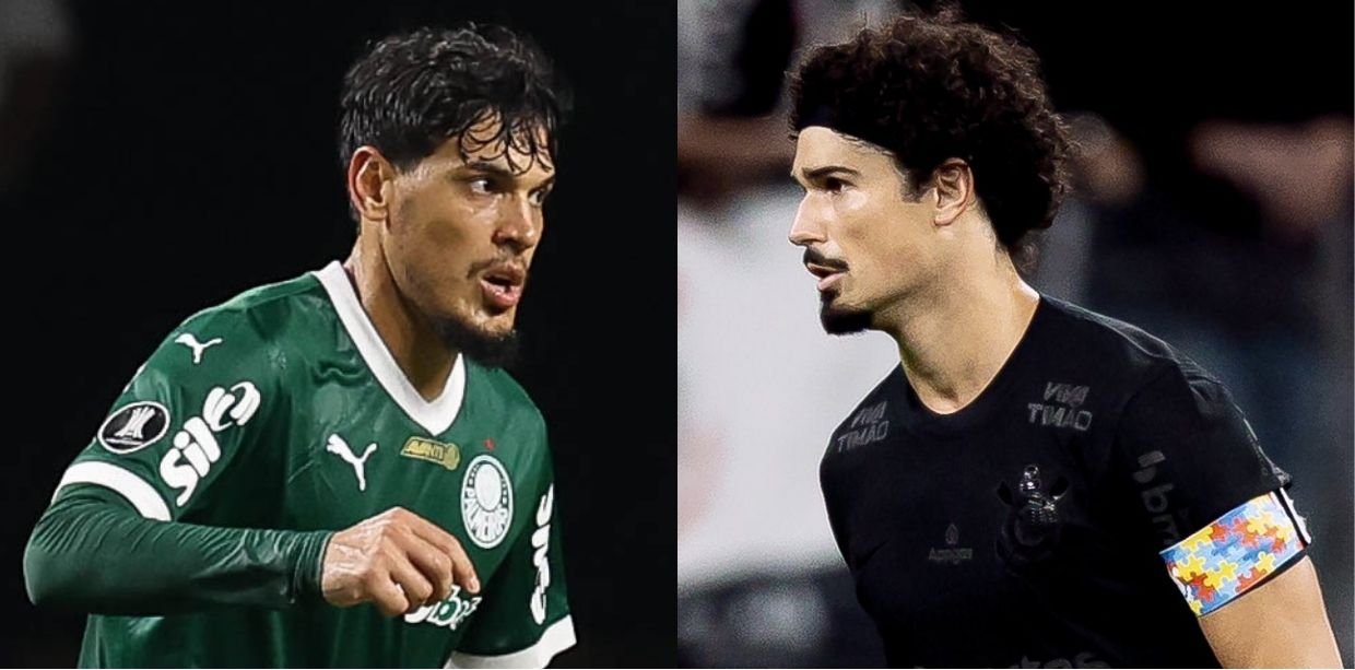 Gustavo Gómez, do Palmeiras, e André Ramalho, do Corinthians (foto: Cesar Greco/Palmeiras/by Canon e Rodrigo Coca / Corinthians)
