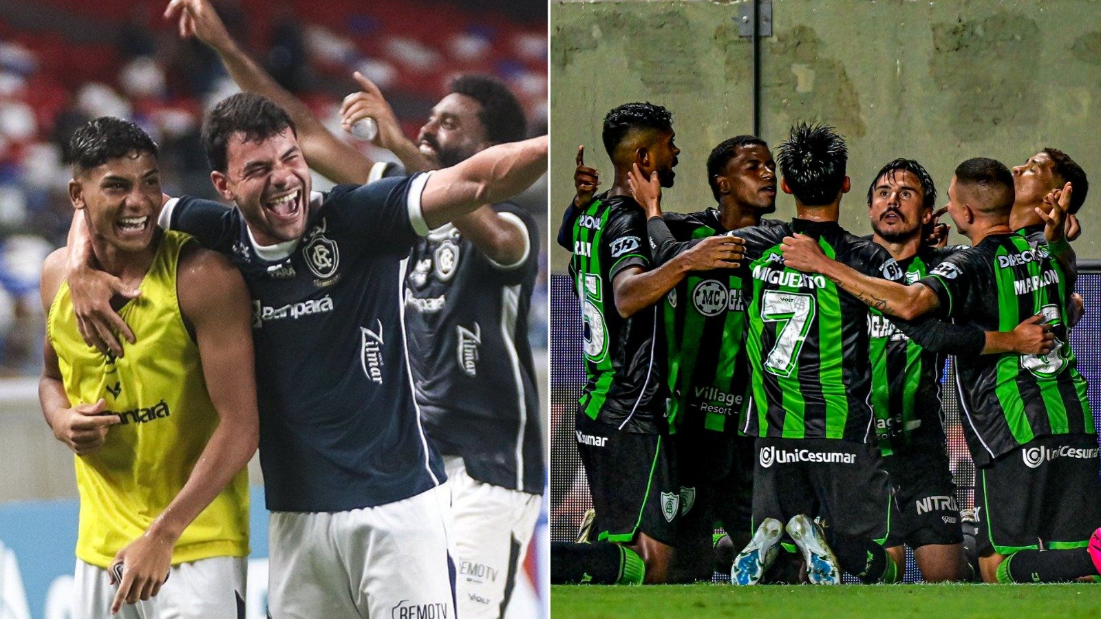 Jogadores de Remo e América (foto: Samara Miranda/Remo e Mourão Panda/América)