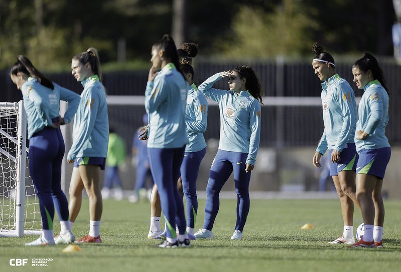 Jogadoras da Seleção Brasileira (foto: Rafael Ribeiro/AFP)