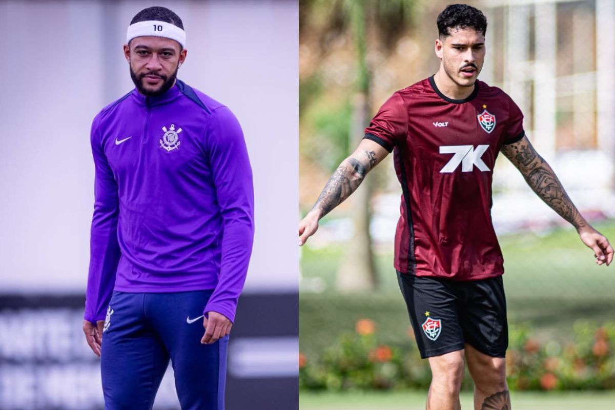 Jogadores das equipes (foto: Divulgação: Rodrigo Coca / Corinthians - Victor Ferreira | EC Vitória)