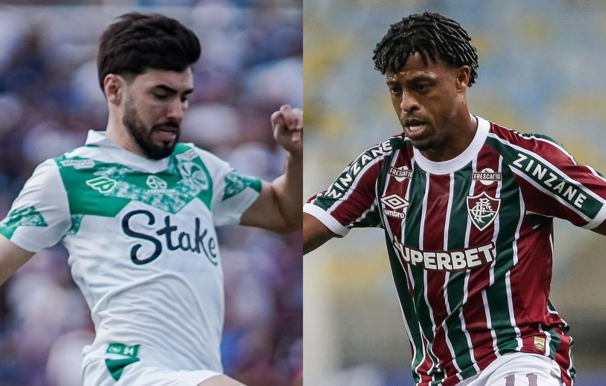 Gabriel Taliari, do Juventude, e Keno, do Fluminense (foto: Fernando Alves/ECJuventude e LUCAS MERÇON / FLUMINENSE F.C.)