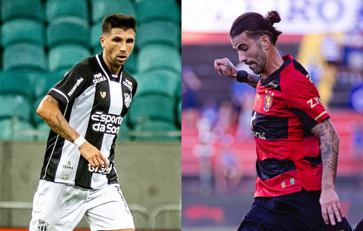 Lucas Mugni, do Ceará, e Sergio Oliveira, do Sport (foto: Gabriel Silva / Ceará SC e Paulo Paiva / Sport Recife)