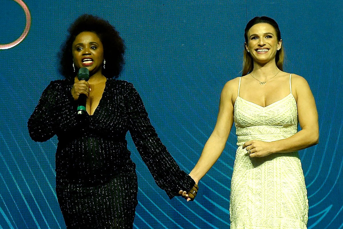 Daiane dos Santos e Jade Barbosa, históricas ginastas brasileiras (foto: Alexandre Loureiro/COB)