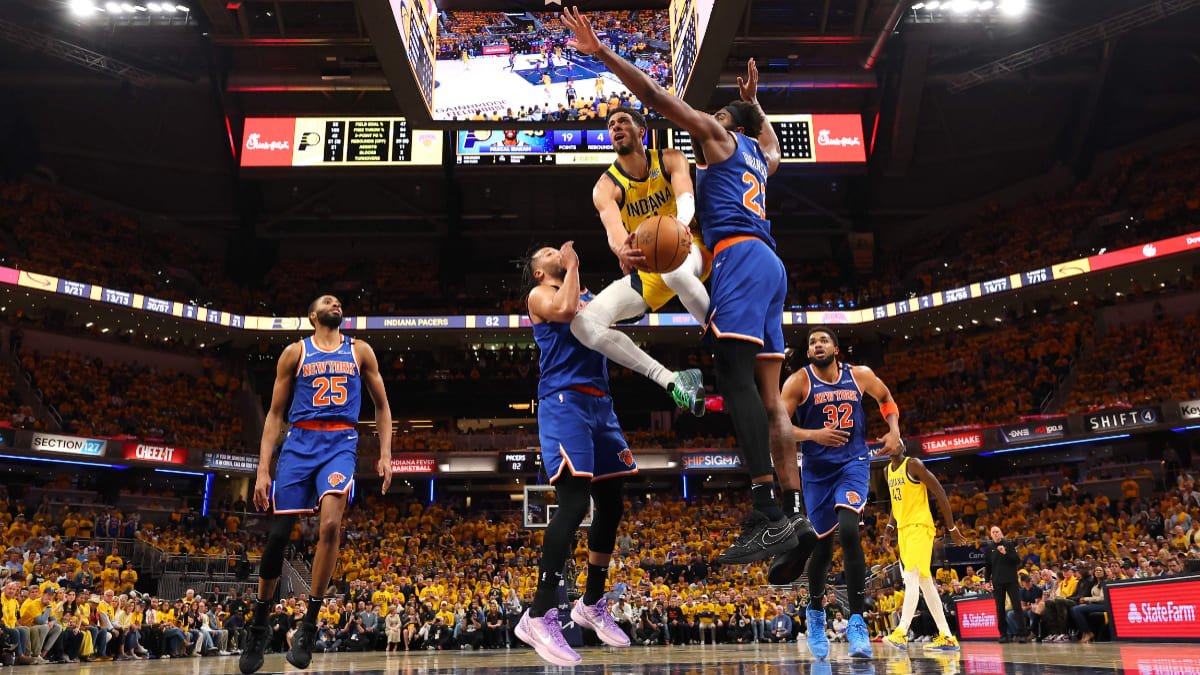 Quarto jogo entre Pacers e Knicks (foto: Gregory Shamus / GETTY IMAGES NORTH AMERICA / Getty Images via AFP)