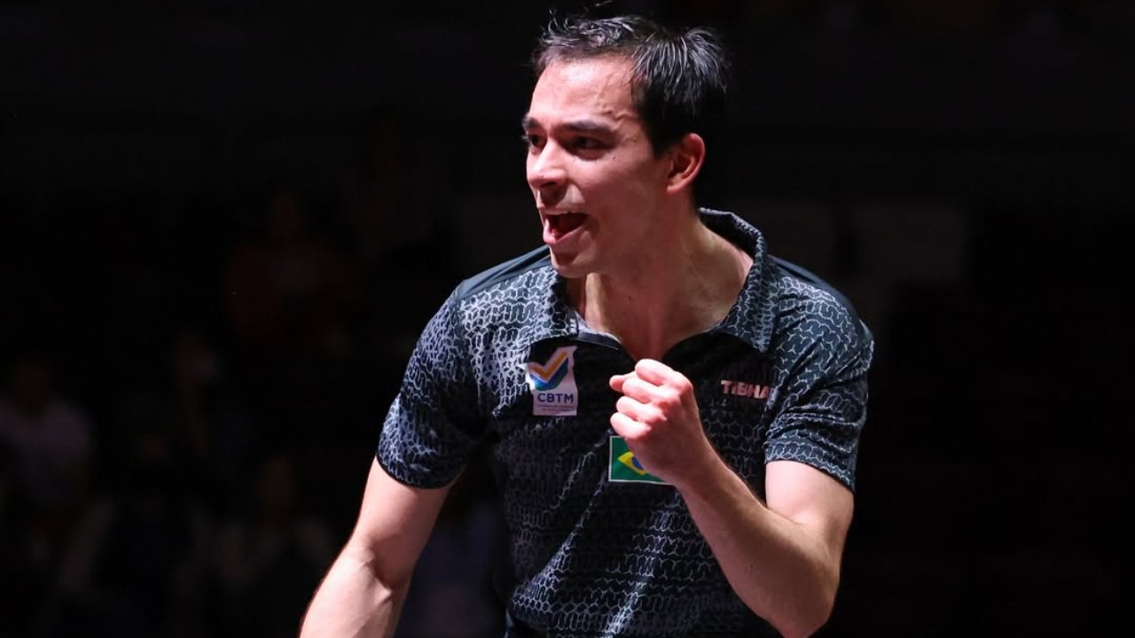 Hugo Calderano, mesatenista brasileiro (foto: Divulgação WTT)