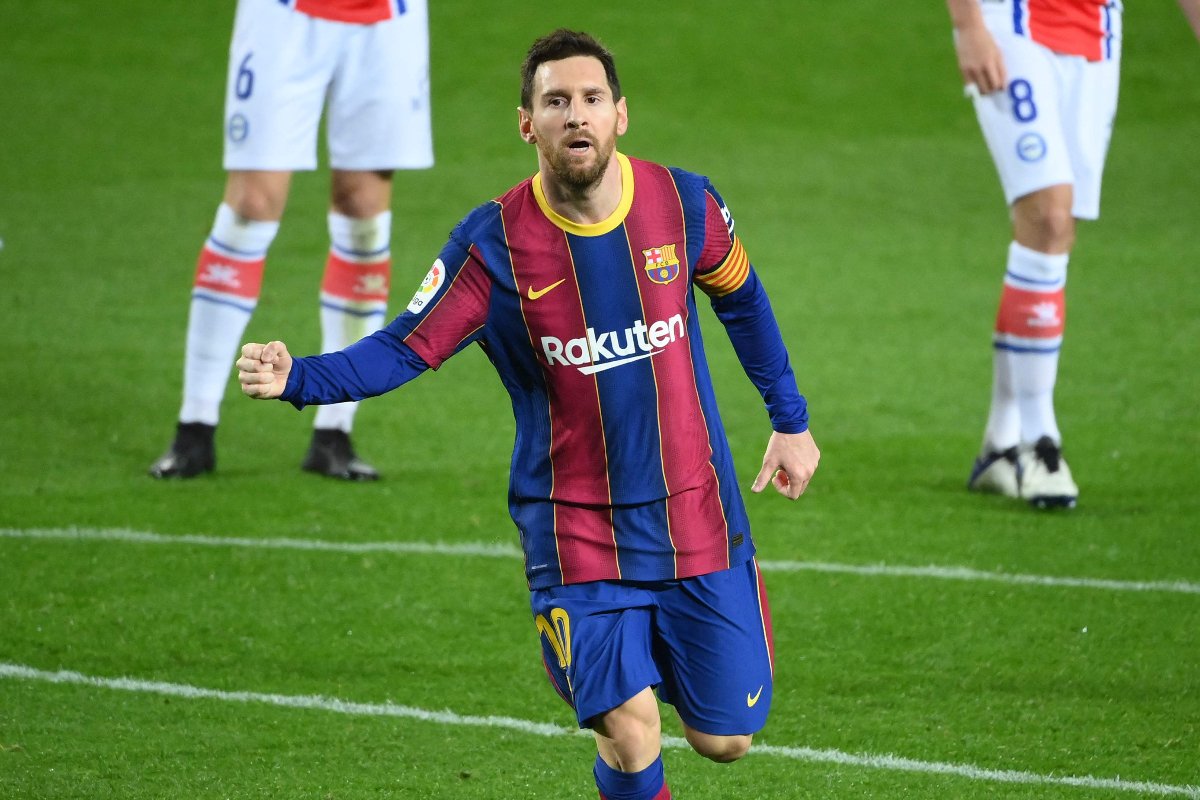 Messi em campo pelo Barcelona em 2021 (foto: LLUIS GENE / AFP - 13/2/2021)