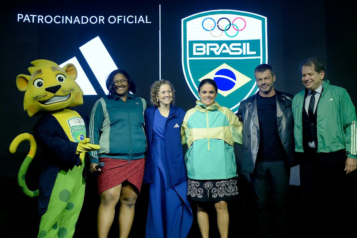 Anúncio da Adidas como patrocinador do Time Brasil (foto: Alexandre Loureiro/COB)