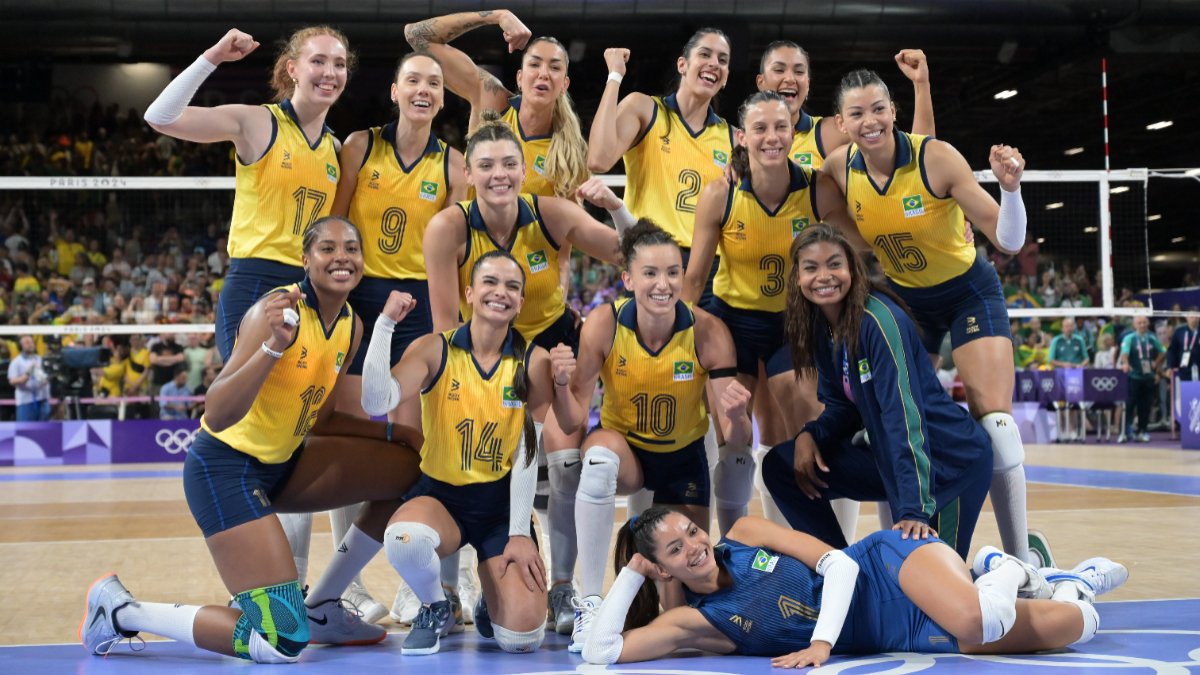 Jogadoras da Seleção Brasileira Feminina de Vôlei na Olimpíada de Paris 2024 (foto: Leandro Couri/EM/D.A Press)