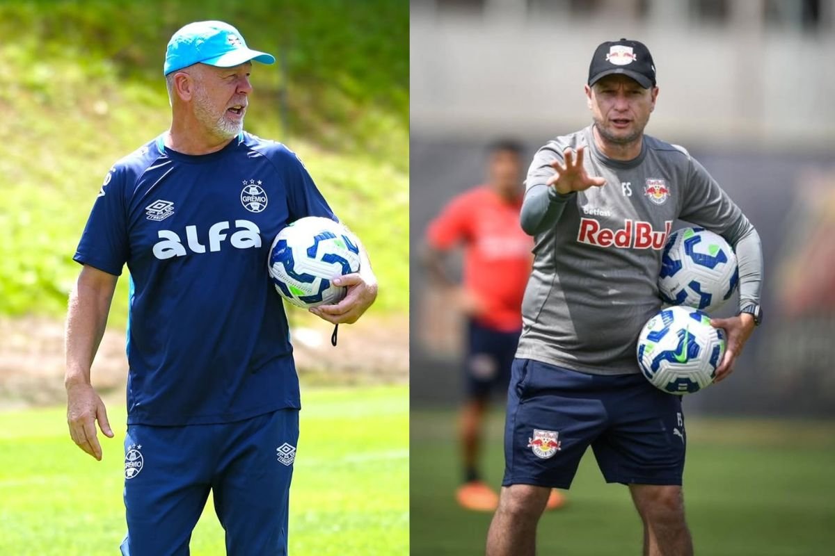Treinadores das equipes (foto: Divulgação - o_liveski | Grêmio FBPA - Ari Ferreira | Bragantino)