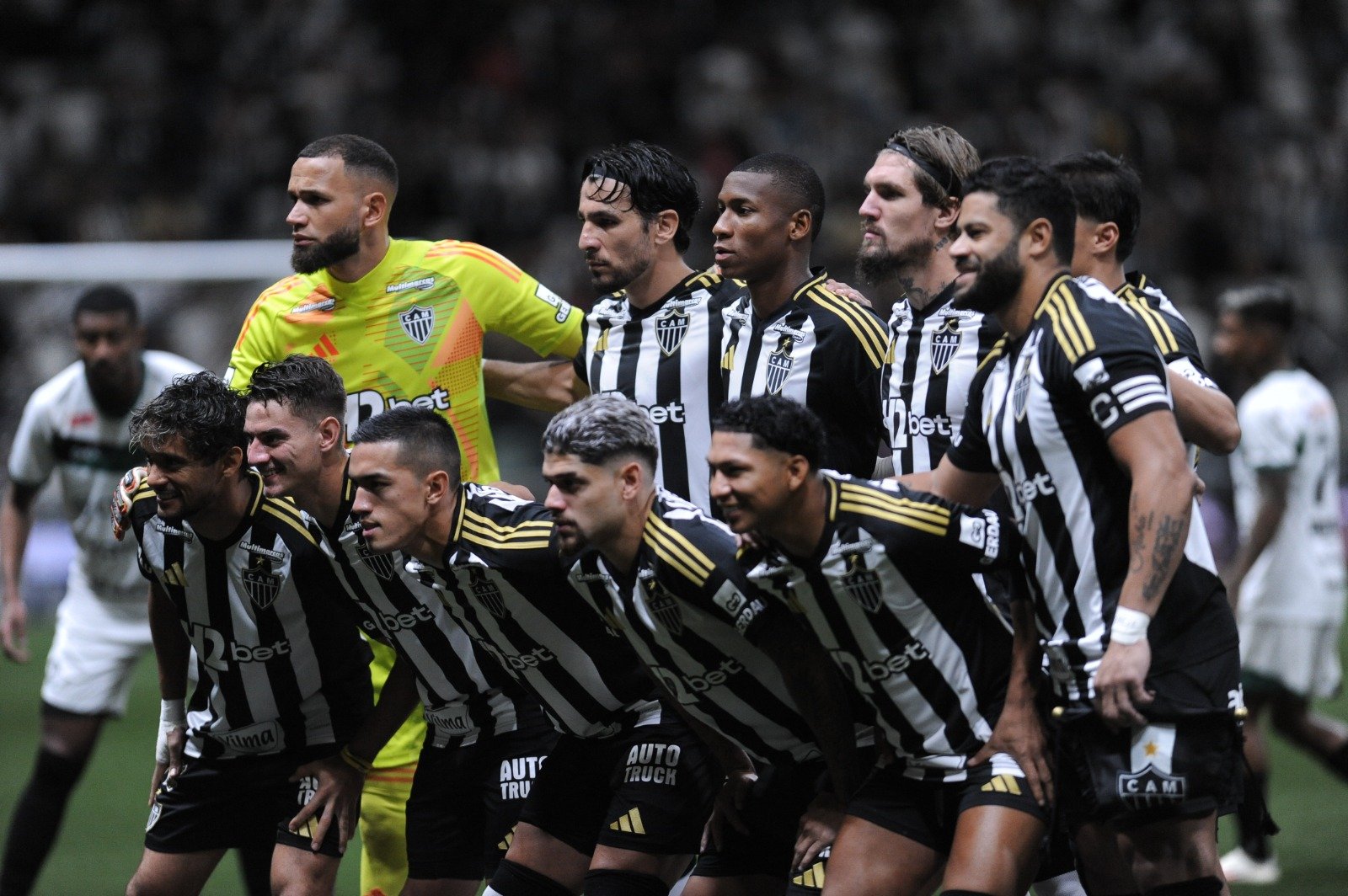 Time do Atlético reunido na Arena MRV antes de duelo contra o Maringá pela Copa do Brasil (foto: Alexandre Guzanshe/EM/D.A. Press)