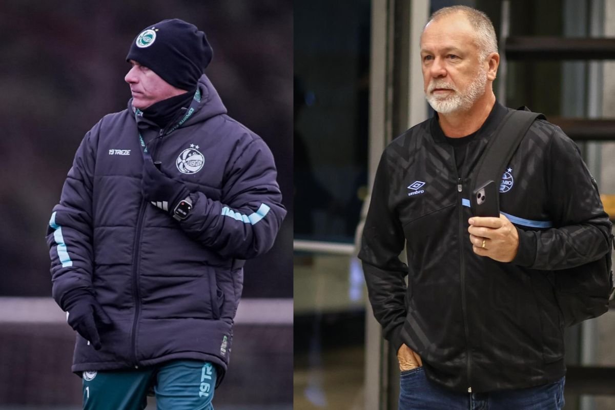 Técnicos dos times (foto: Divuglgação: Fernando Alves/ECJ - @lucasuebel | Grêmio FBPA)