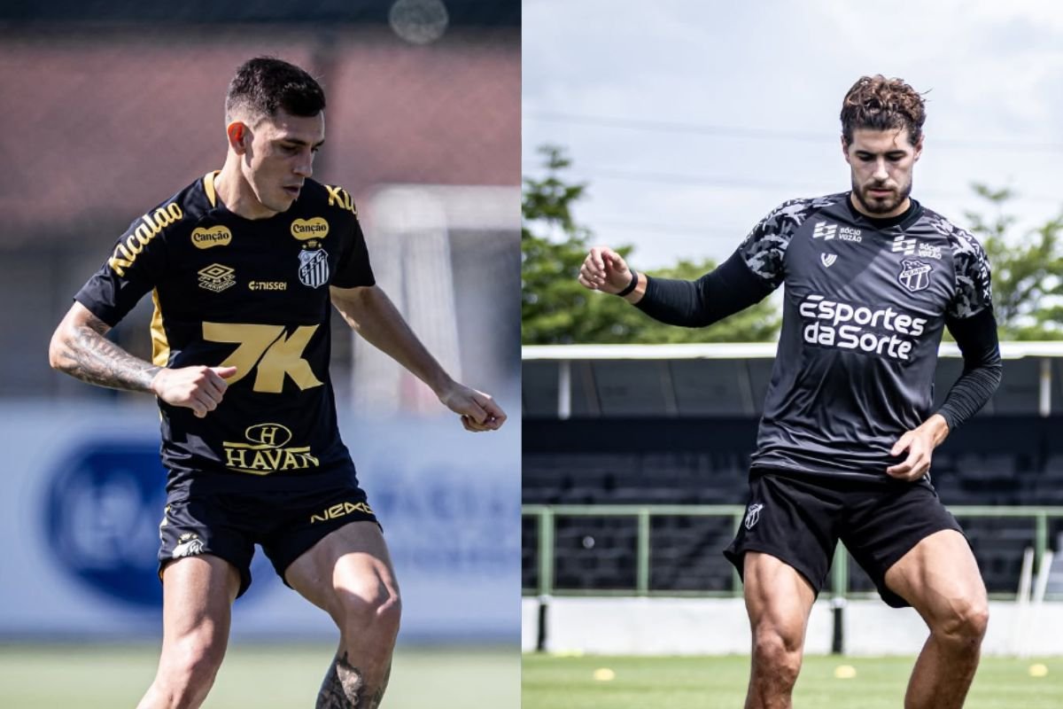Jogadores das equipes (foto: Divulgação: raulbaretta_photo / Santos FC - Felipe Santos / Ceará SC)