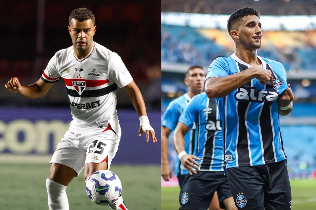 Jogadores das equipes (foto: Divulgação: Rubens Chiri / São Paulo FC - lucasuebel | Grêmio FBPA)
