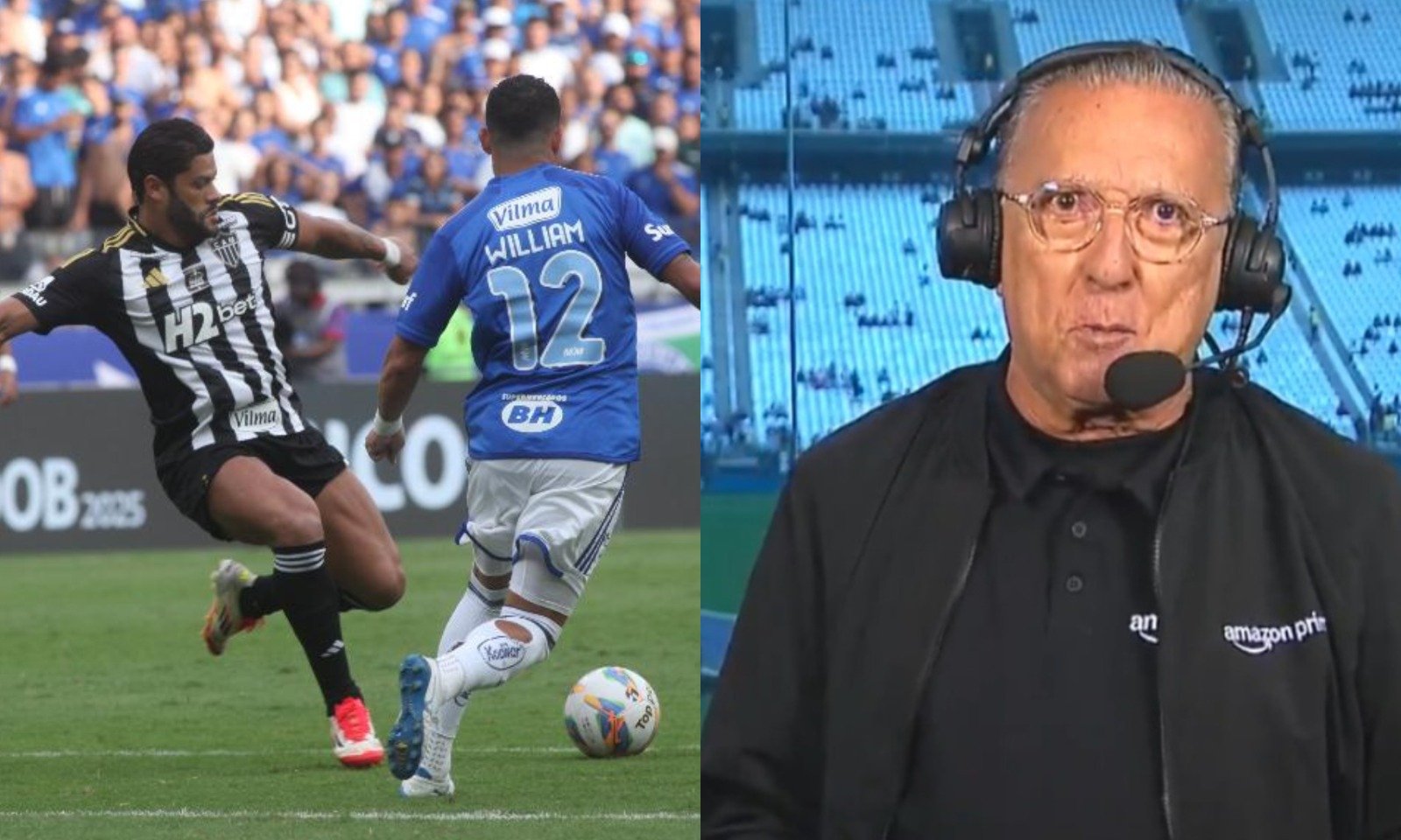 Jogadores de Atlético e Cruzeiro e ao lado Galvão (foto: Edesio Ferreira/EM/D.A. Press e Reprodução)