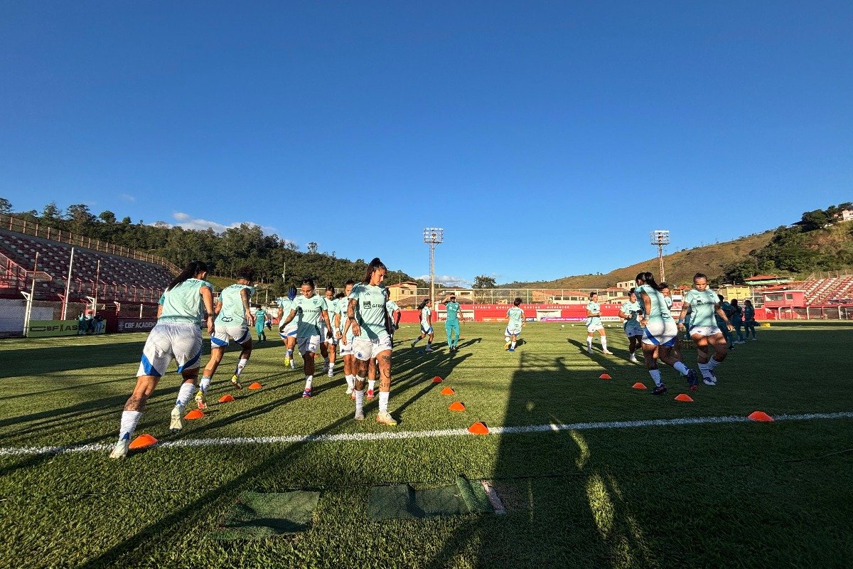 Time do Cruzeiro durante aquecimento (foto: Sofia Cunha/No Ataque)