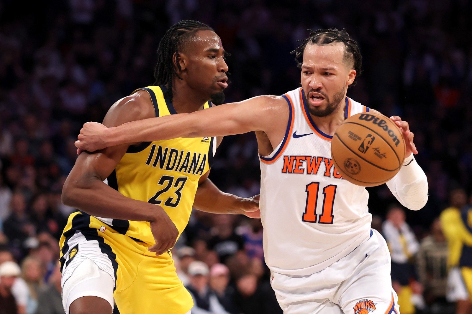 Lance de New York Knicks e Indiana Pacers (foto: Elsa/AFP)