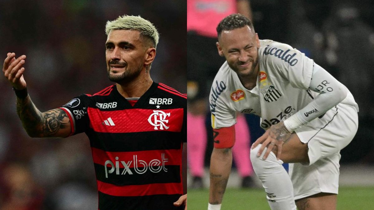 Arrascaeta, craque do Flamengo, é fã de Neymar (foto: PABLO PORCIUNCULA e NELSON ALMEIDA/AFP)