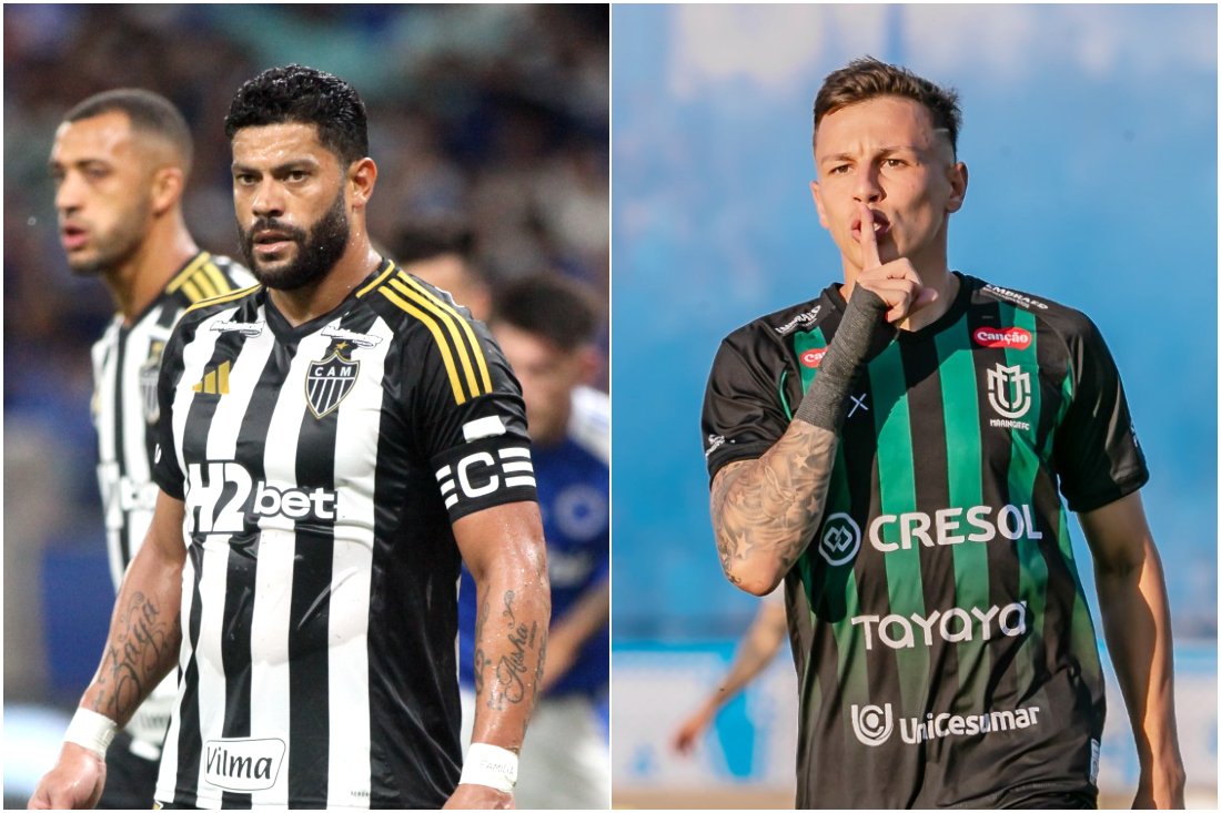 Hulk e Matheus Moraes, destaques de Atlético e Maringá, respectivamente (foto: Montagem com imagens de Edésio Ferreira/EM/D.A. Press e Fernando/Maringá)