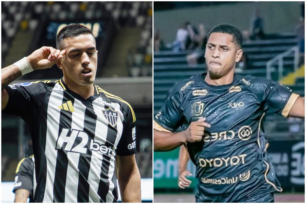 Jogadores de Atlético e Maringá (foto: Pedro Souza/Atlético e Fernando Teramatsu/Maringá)