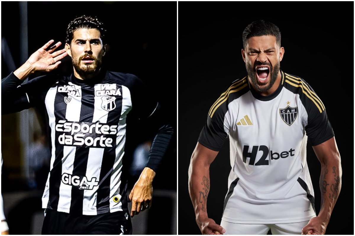 Pedro Raul e Hulk, destaques de Ceará e Atlético, respectivamente (foto: Montagem com imagens de Gabriel Silva/Ceará e Divulgação/Atlético)