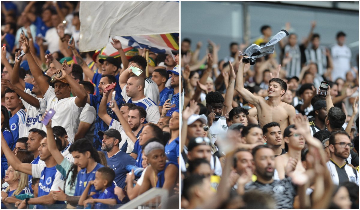 Torcedores de Cruzeiro e Atlético, respectivamente, no Mineirão (foto: Montagem com imagens de Ramon Lisboa/EM/D.A. Press e Alexandre Guzanshe/EM/D.A. Press)