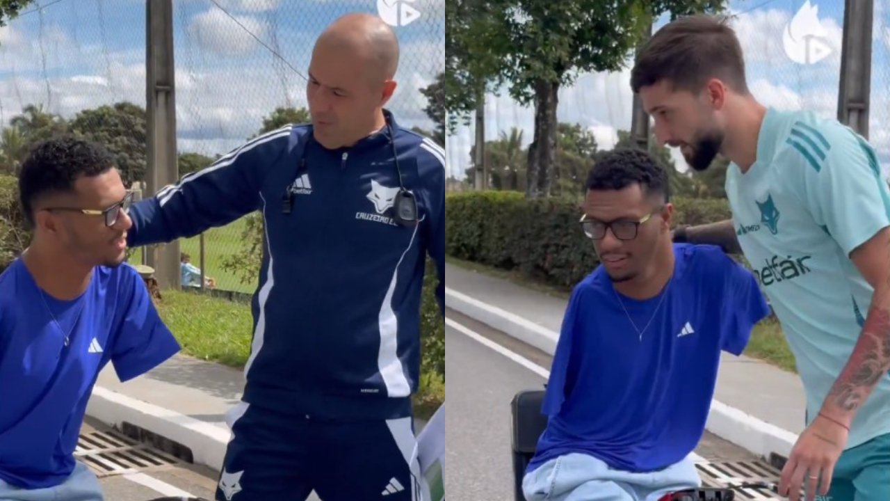 Gabrielzinho em treino do Cruzeiro (foto: Reprodução)