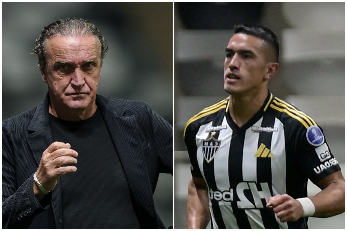 Cuca e Cuello, do Atlético (foto: Pedro Souza/Atlético e Alexandre Guzanshe/EM/DA.Press)