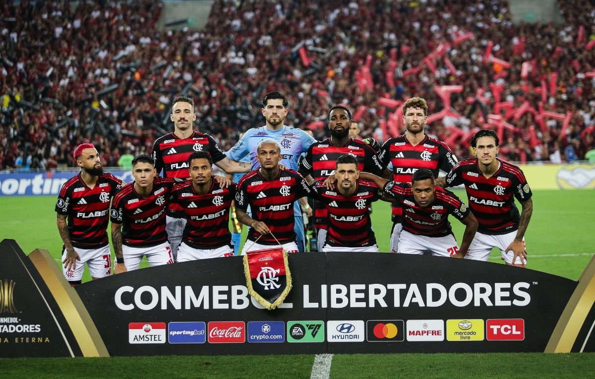 Escalação do Flamengo na partida contra o Deportivo Táchira-VEN (foto: Gilvan de Souza/Flamengo)