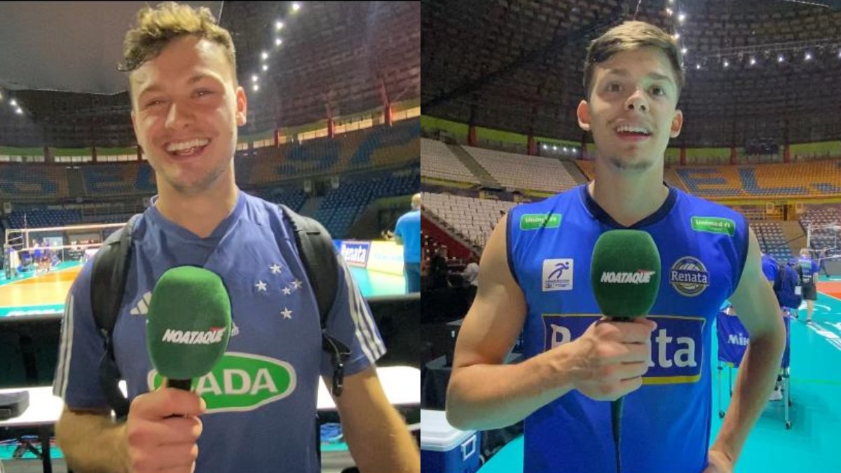Gabriel Vaccari, do Cruzeiro, e Thiago Vaccari, do Campinas, se enfrentam na final da Superliga Masculina de Vôlei (foto: Rafael Cyrne/EM/D.A Press)