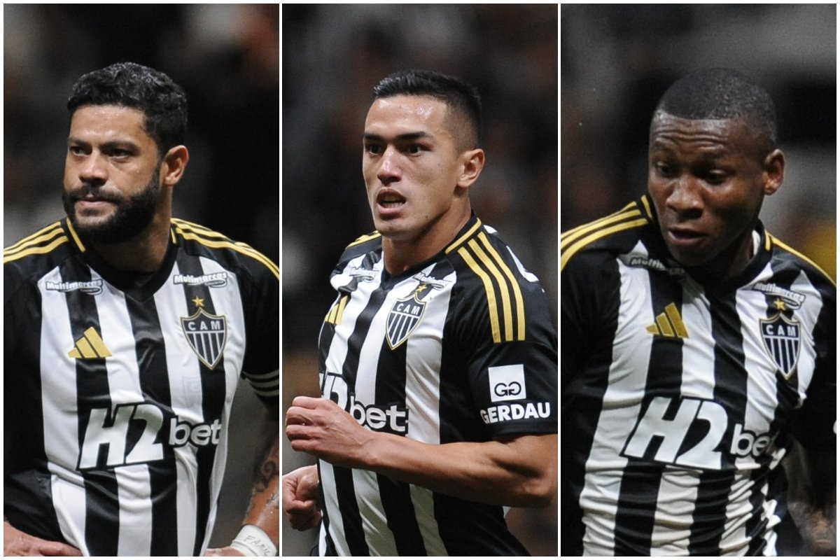 Hulk, Cuello e Patrick em ação pelo Atlético (foto: Alexandre Guzanshe/EM/DA.Press)