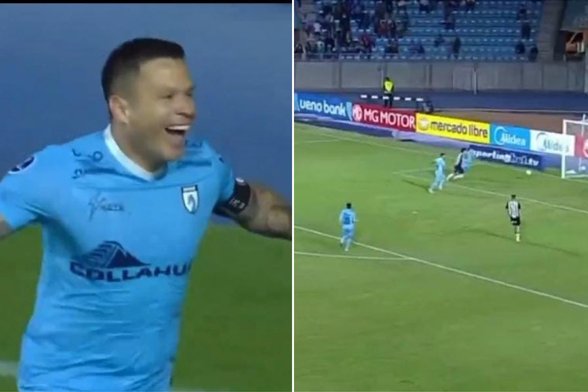 Álvaro Ramos marcou dois gols para o Iquique contra o Atlético (foto: Reprodução/ESPN)