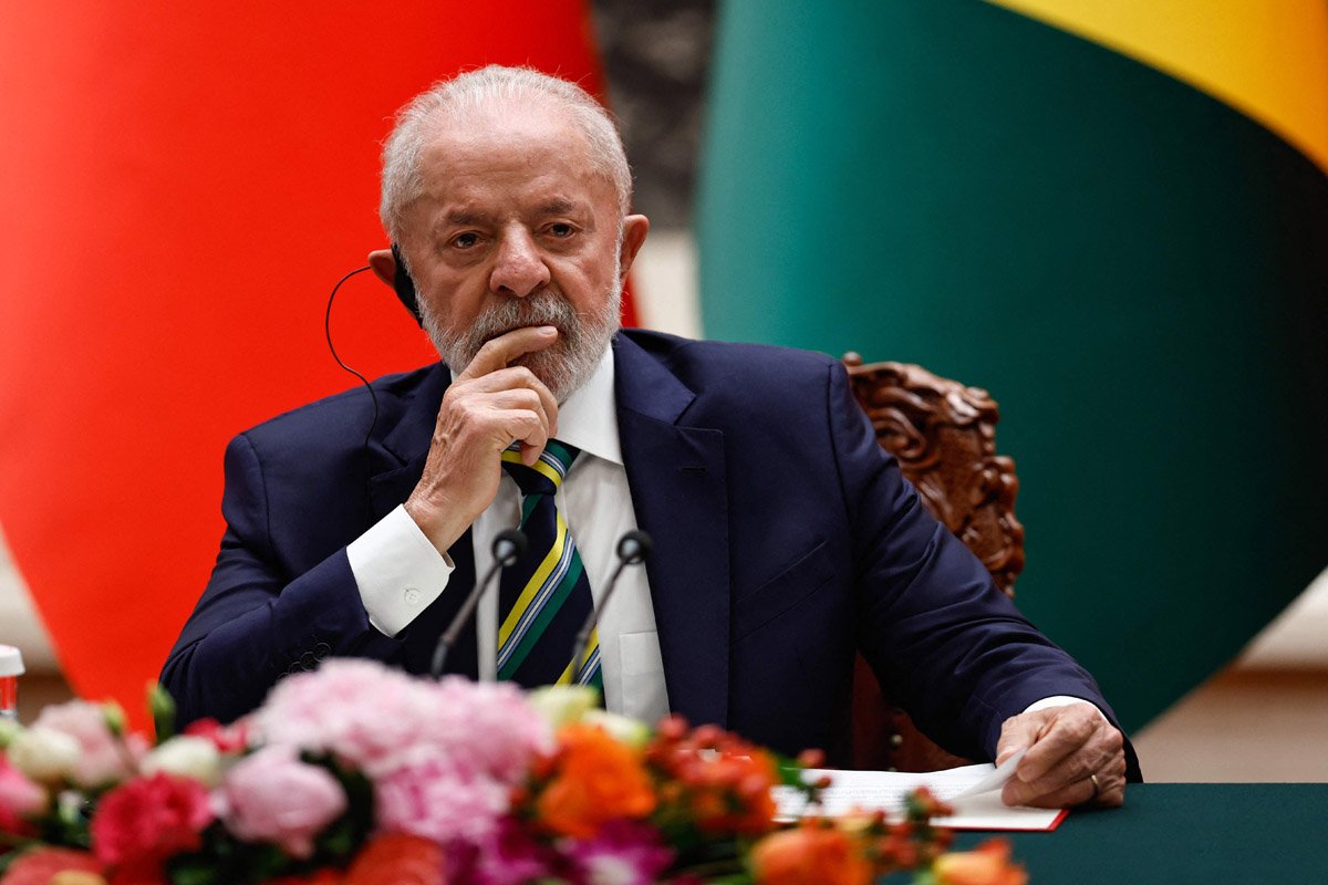 Presidente Lula durante visita oficial à China (foto: TINGSHU WANG/AFP)