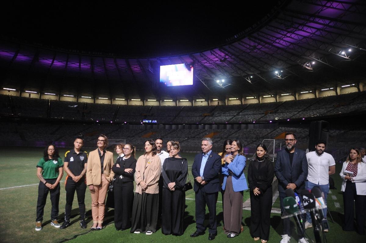 Mineirão foi anunciado como sede da Copa do Mundo de 2027 em evento com presença de autoridades (foto: Alexandre Guzanshe/EM/D.A Press)