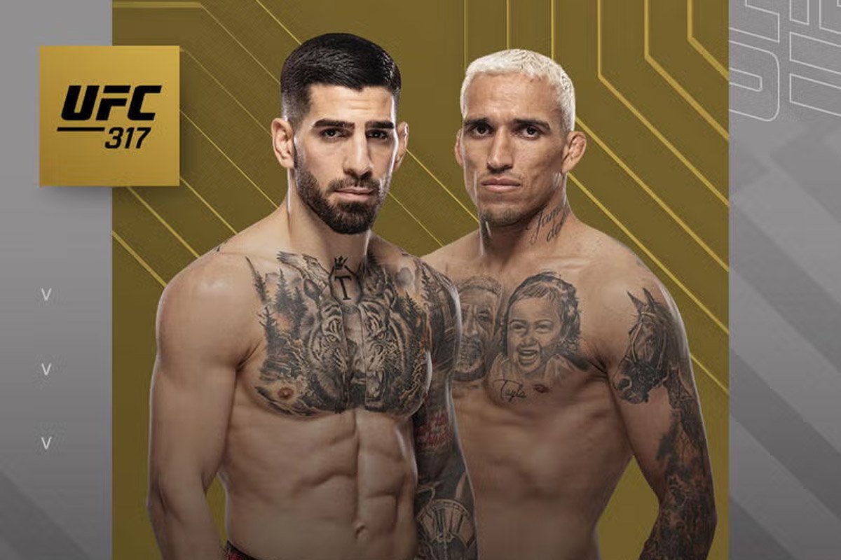 Ilia Topuria e Charles do Bronx se enfrentam no UFC 317 pelo cinturão do peso leve (foto: Divulgação/UFC)