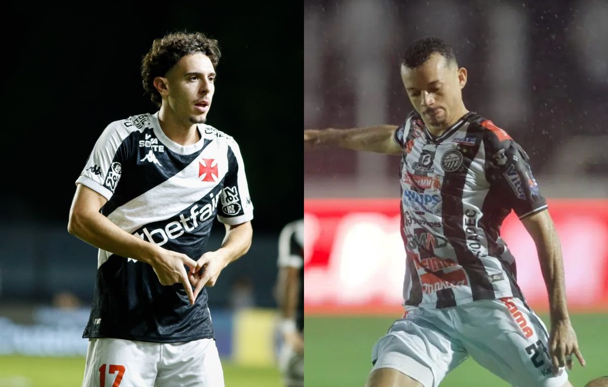 Nuno Moreira, do Vasco, e Gabriel Feliciano, do Operário-PR (foto: Matheus Lima/Vasco. e André Jonsson/OFEC)