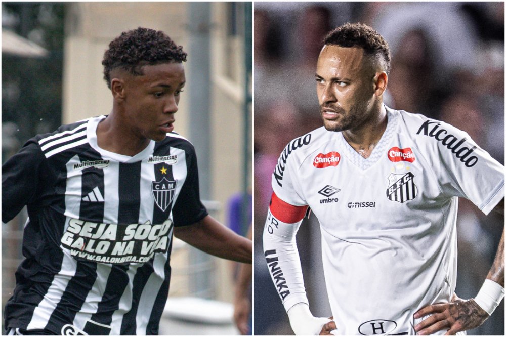 Gabriel Veneno foi comparado a Neymar pelo jornal AS (foto: Fabio Pinel / Atlético e Raul Baretta/ Santos FC.)
