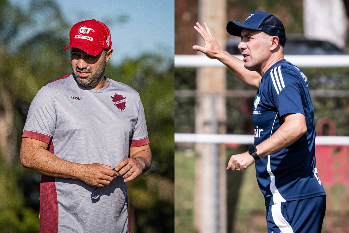 Roberto Corrêa, técnico do Vila Nova, e Leonardo Jardim, técnico do Cruzeiro (foto: Roberto Corrêa/Vila Nova F.C; Gustavo Aleixo/Cruzeiro)